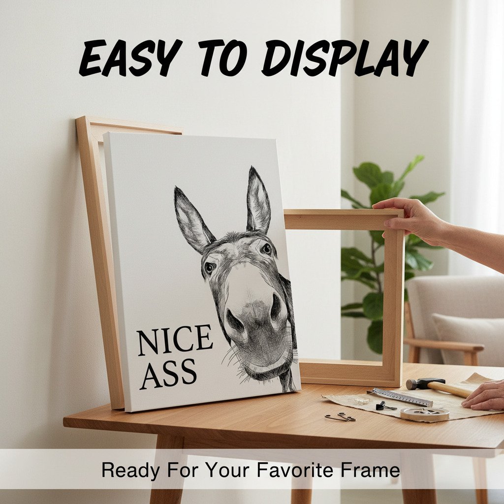 🚽Funny Bathroom Wall Art - "Nice Ass" Donkey Print
