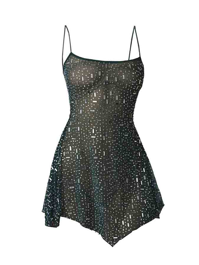 Sparking Irregularly Mini Party Dress