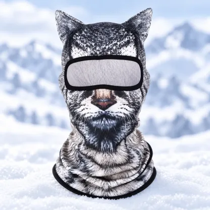 🐱 3D Cat Ski Balaclava – Eye-Catching Animal Face Mask for Outdoor Fun!