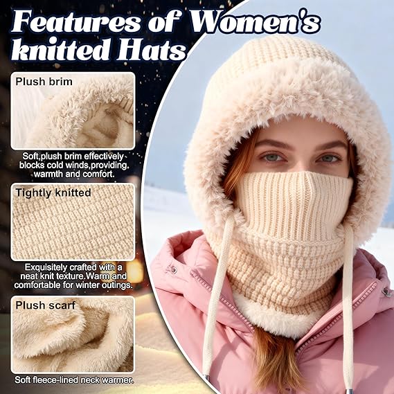 Winter Win! Stay Cozy and Stylish❄️✨3 in 1 Beanie Hat For Women