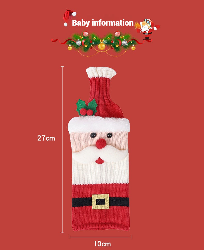 Christmas decorations wine knit bottle set holiday scene layout 644790993151 - COCOMELODY