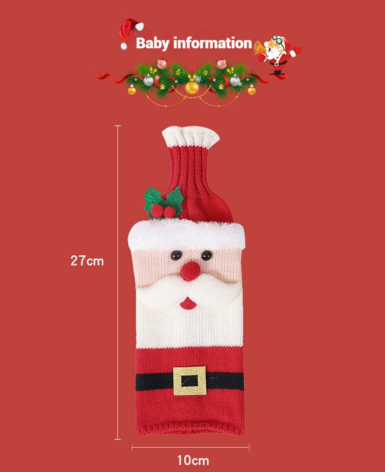 Christmas decorations wine knit bottle set holiday scene layout 644790993151 - COCOMELODY