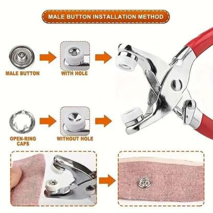 🧵 Sewing Kit with 100pcs Metal Buttons – Manual Pliers Tool Included