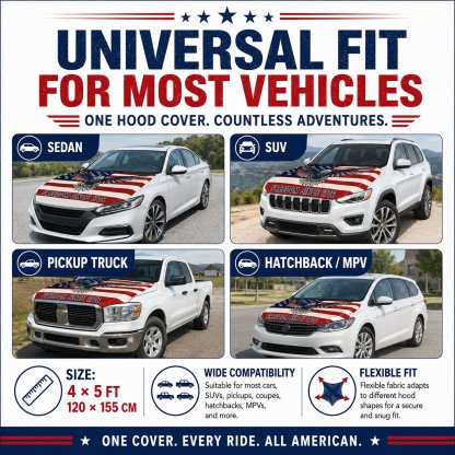 🇺🇸 Universal American Hood Flag Cover 🔥 Fits Most Cars, SUVs & Pickups🦅