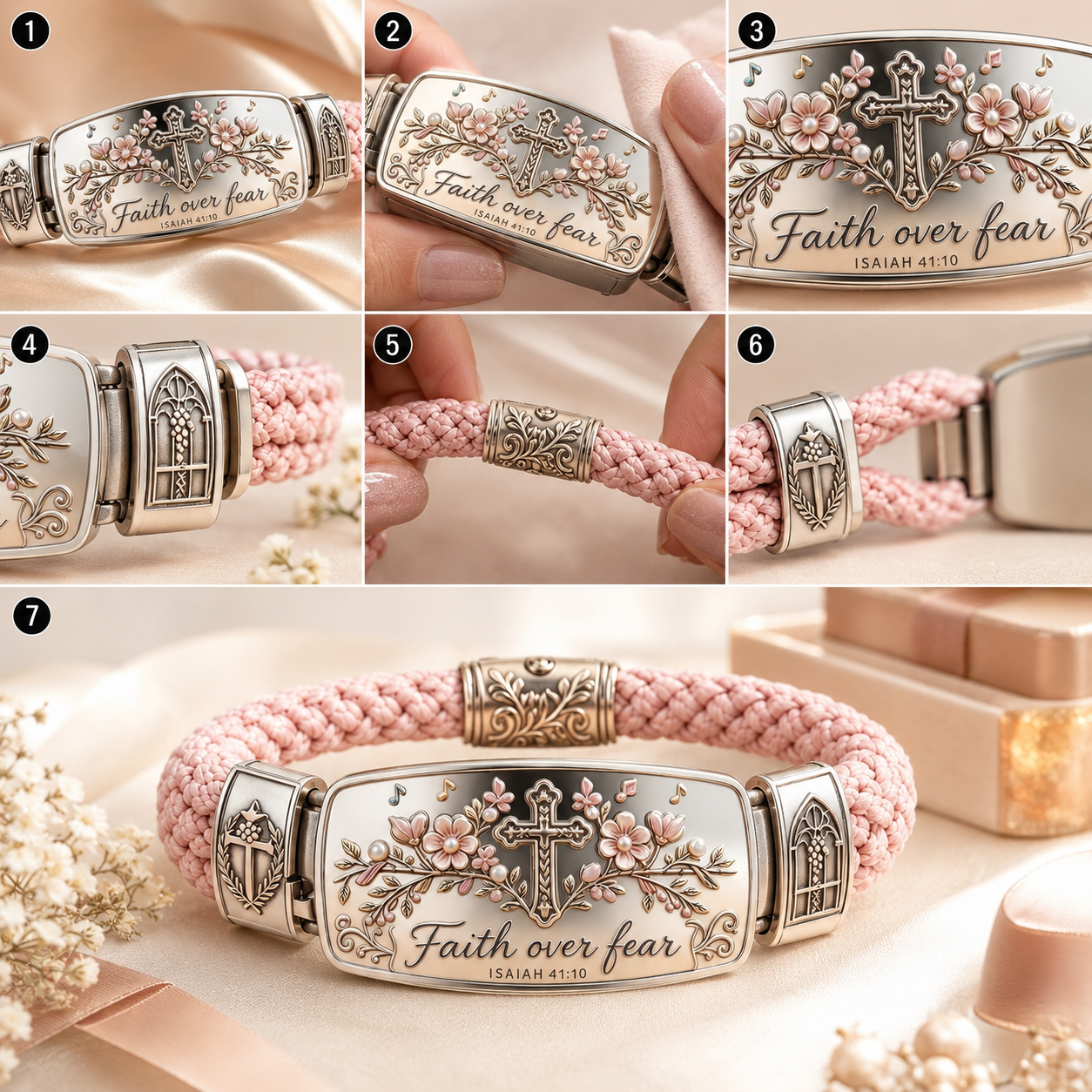 Christian faith bracelet gift presentation