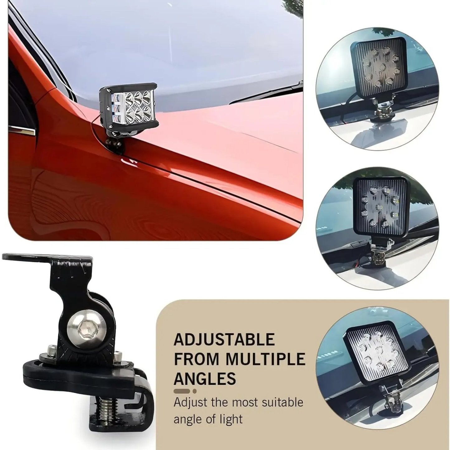 2PCS Heavy Duty Adjustable LED Light Bar Brackets