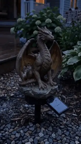💥LAST DAY 50% OFF🐉✨Solar Dragon Garden Statue Light – Golden Ember Fantasy Outdoor Decor