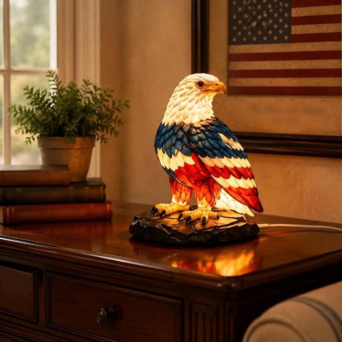 🔥Last day 54% OFF🦅 USA Patriotic Bald Eagle LED Lamp | Red White Blue Eagle Sculpture Night Light