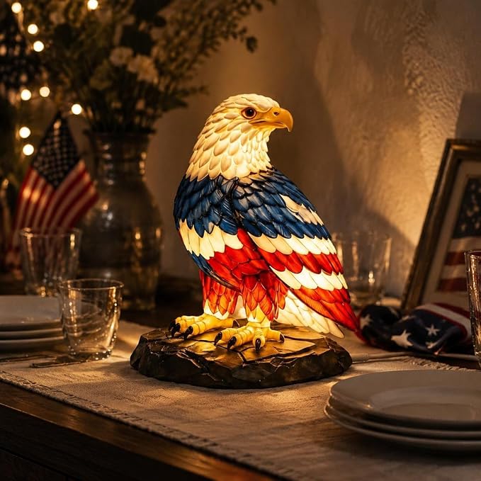 🔥Last day 54% OFF🦅 USA Patriotic Bald Eagle LED Lamp | Red White Blue Eagle Sculpture Night Light
