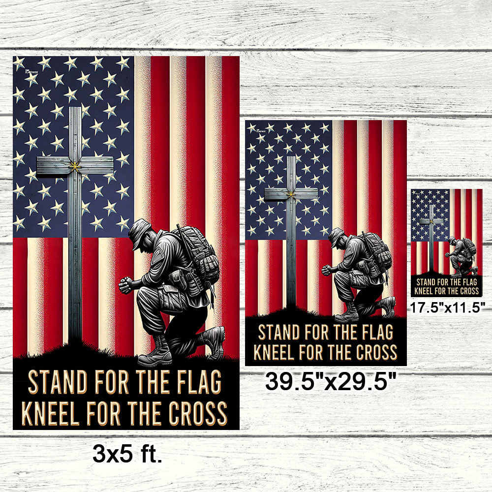 American Flag with Cross Veterans Day Christ Flag  3-Day Shipping