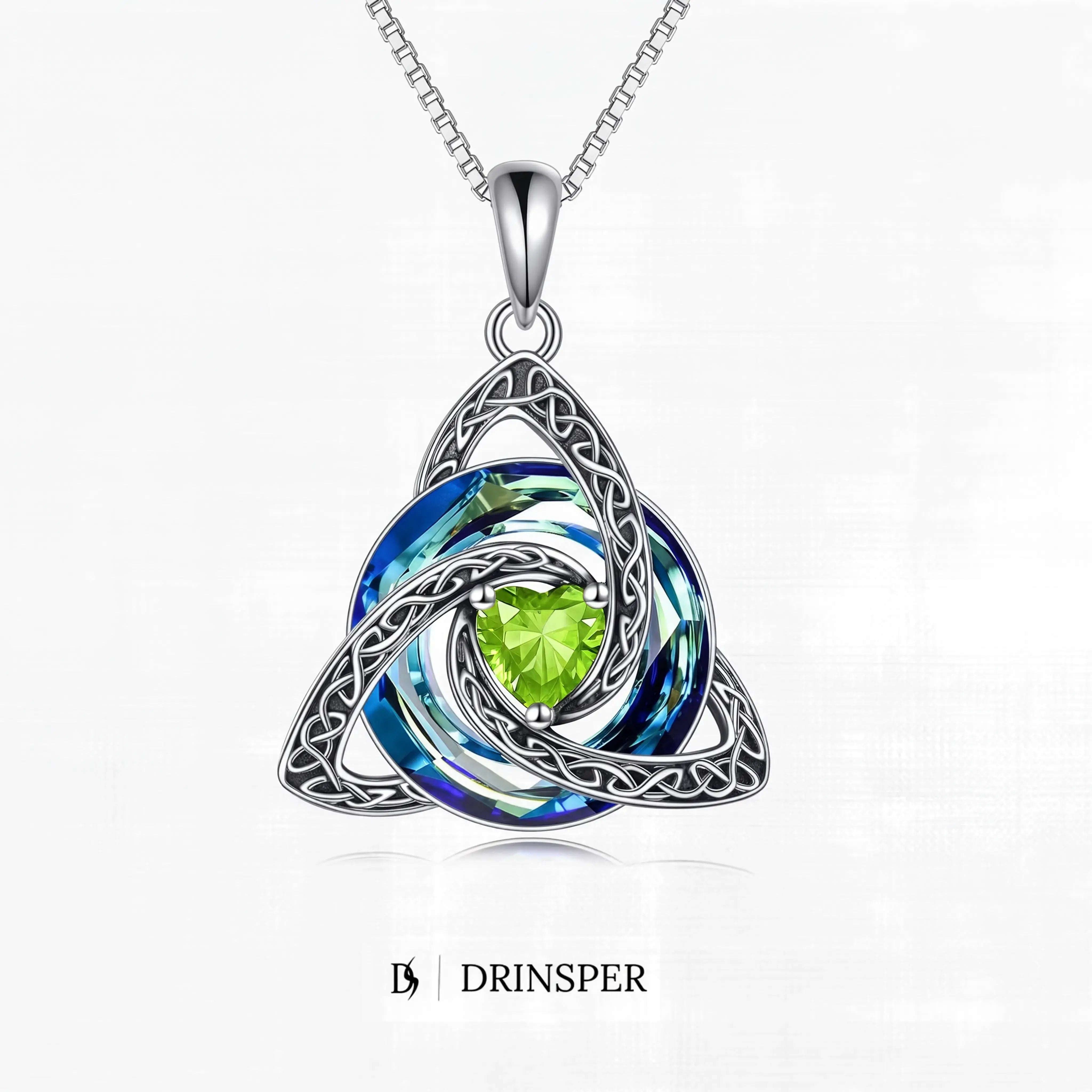 Celtic heart birthstone necklace