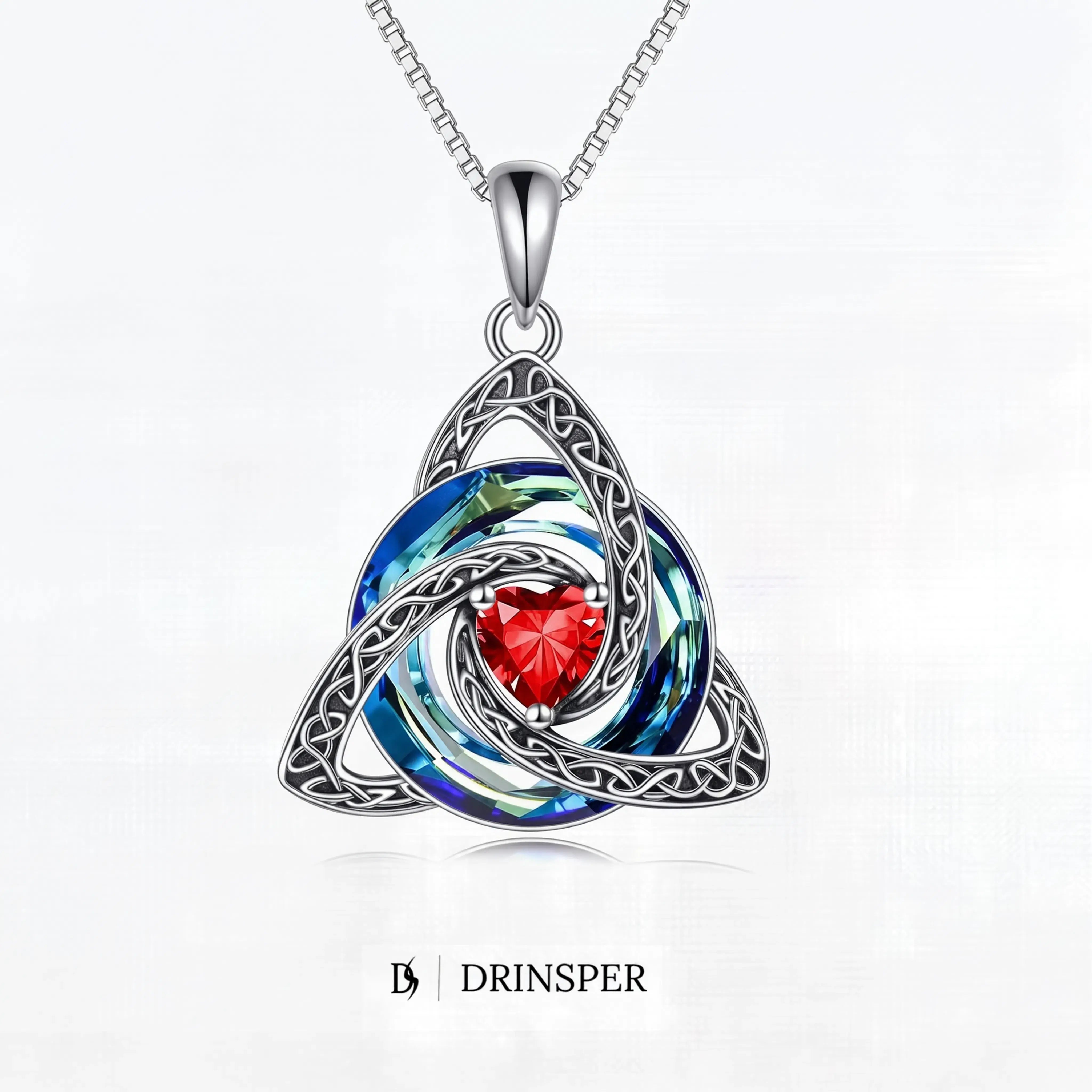 Birthstone Trinity Knot necklace