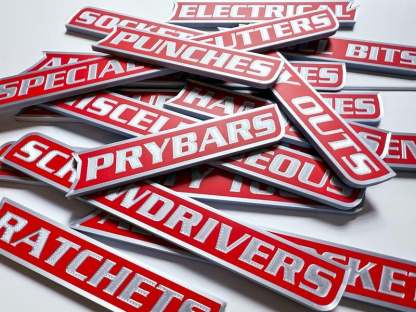 Custom Premium Magnetic Toolbox Labels for Tool Organization - 12 Pack of High Quality 3D Printed Personalized Magnets