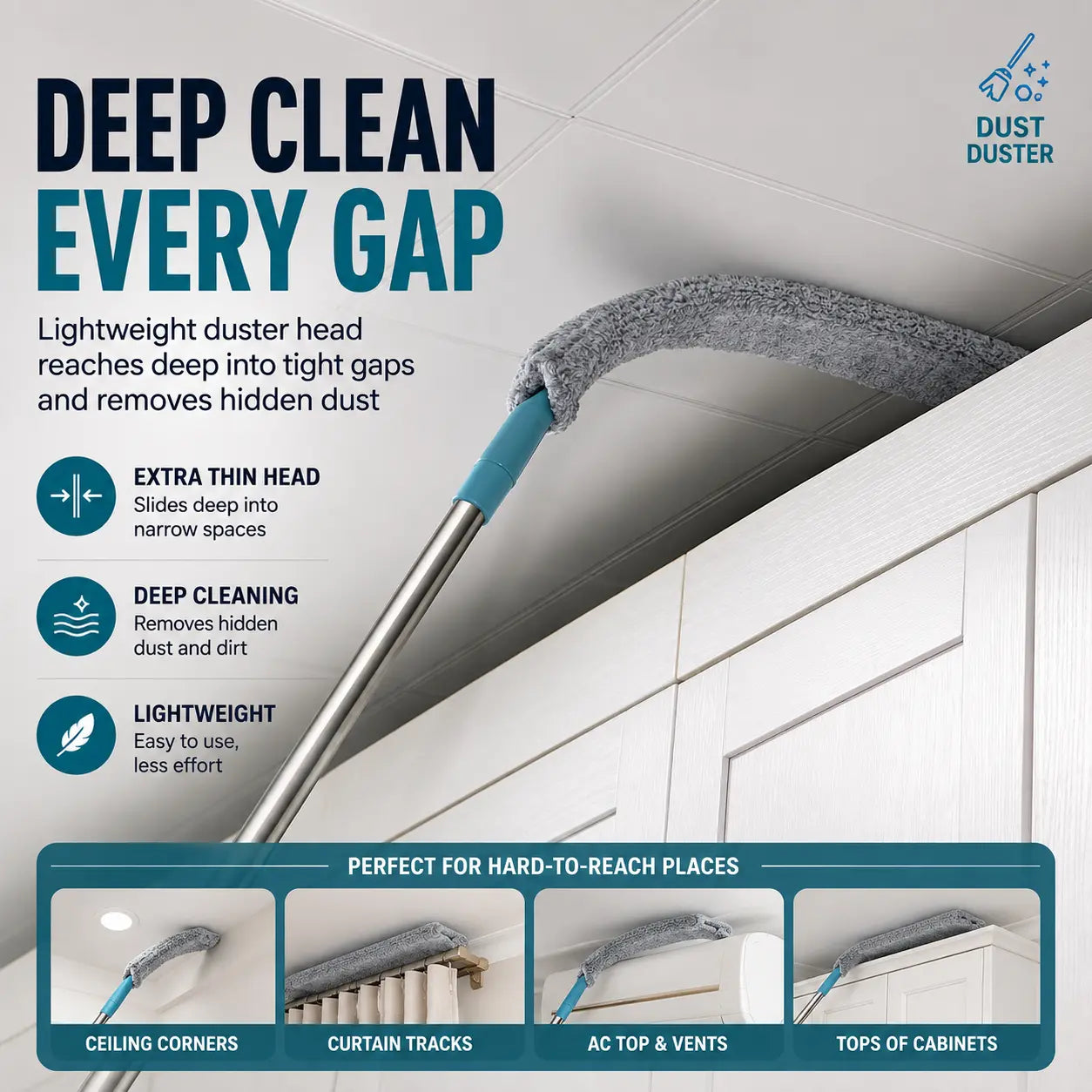 Duster cleaning narrow household gaps