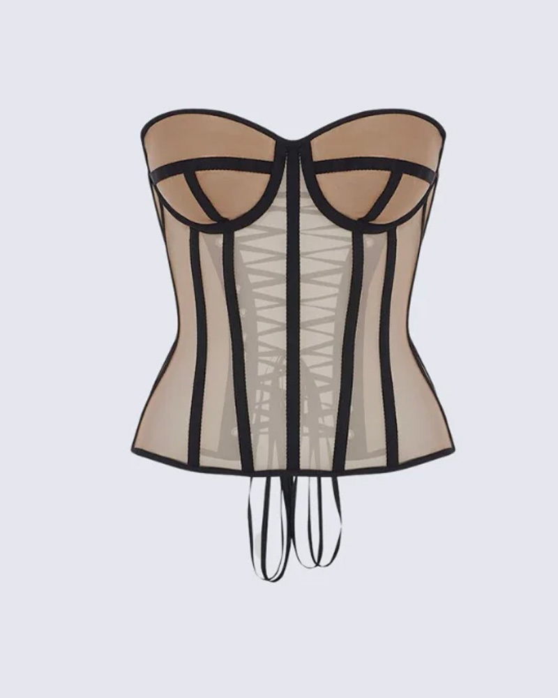 Retro Mesh Color Block Corset