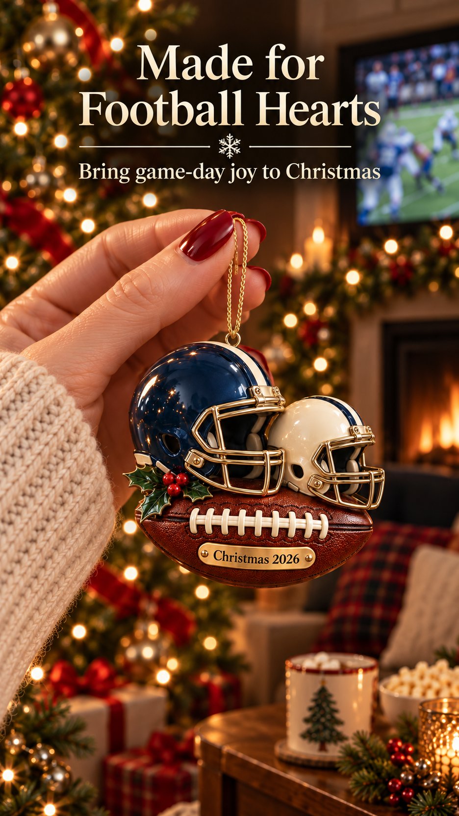Football Christmas ornament holiday display