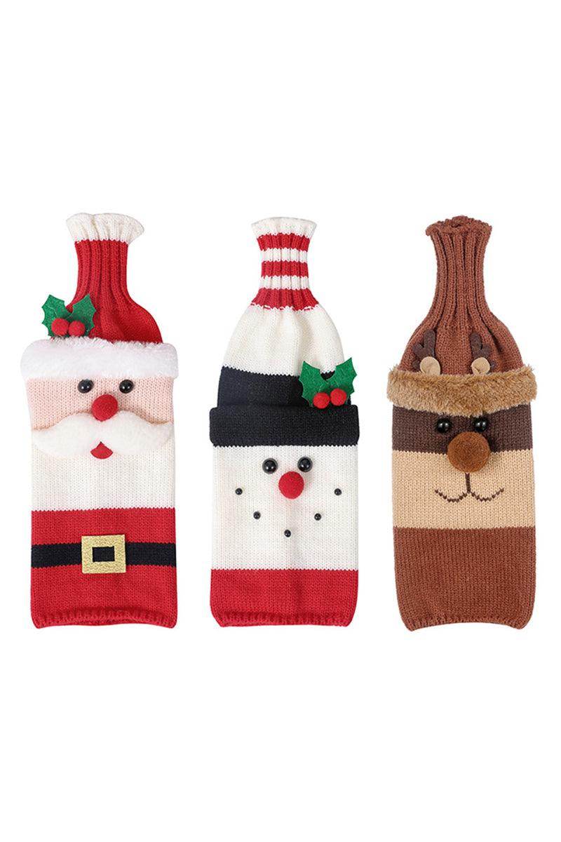 Christmas decorations wine knit bottle set holiday scene layout 644790993151 - COCOMELODY