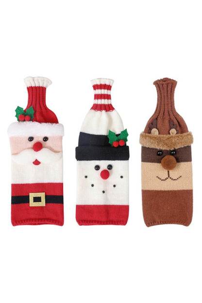 Christmas decorations wine knit bottle set holiday scene layout 644790993151 - COCOMELODY