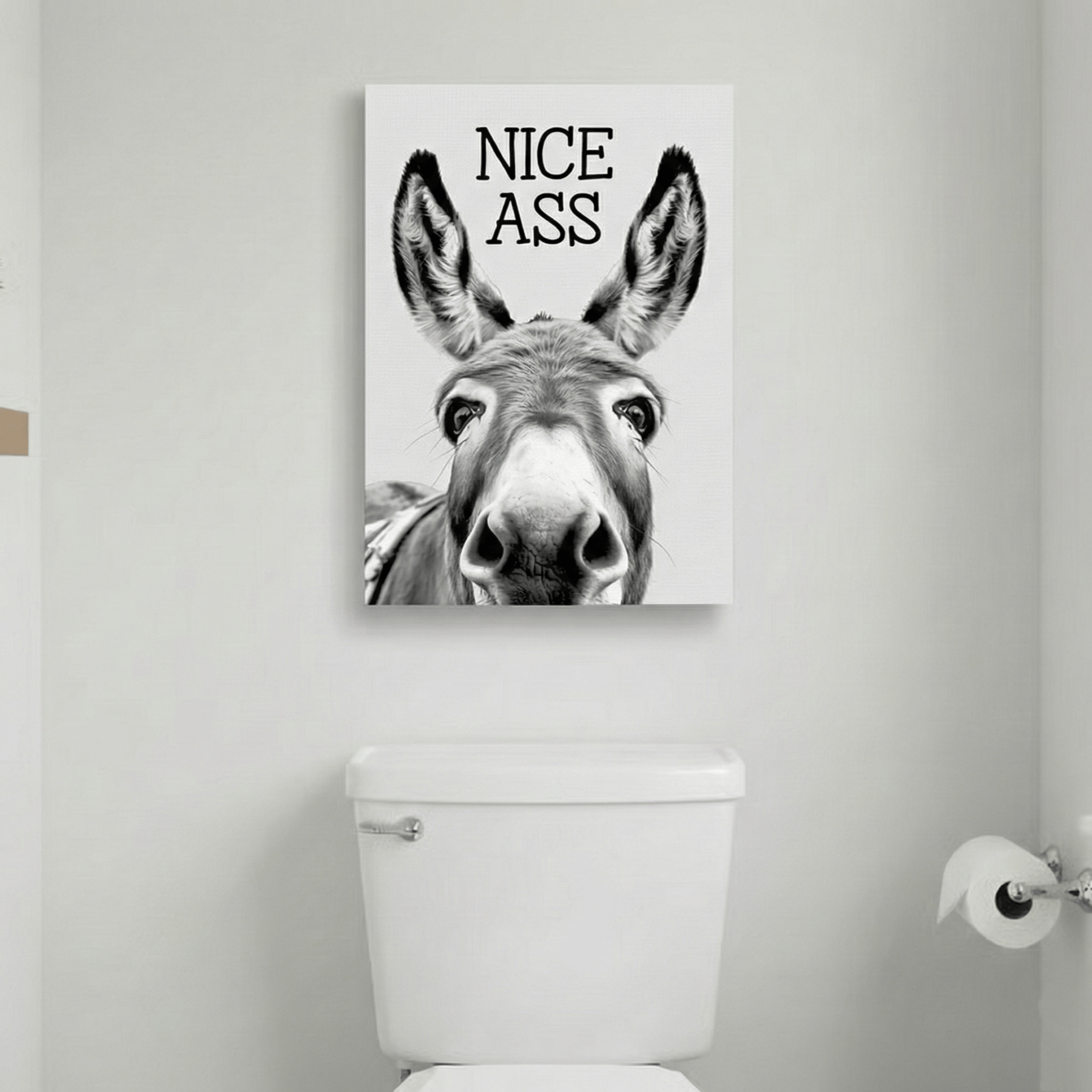 🚽Funny Bathroom Wall Art - "Nice Ass" Donkey Print
