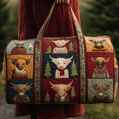 🎉Flash Sale 57% OFF❤️Highland Cow Quilted Duffle Bag