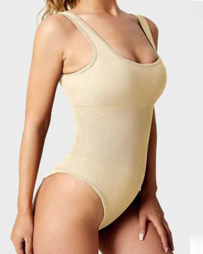 Women's Bodysuits Sexy Ribbed Square Neck Sleeveless Tank Tops Bodysuits