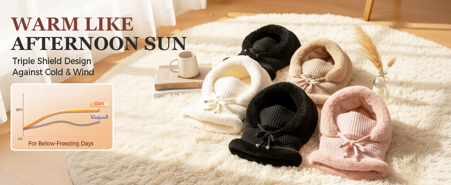 女士三合一针织帽