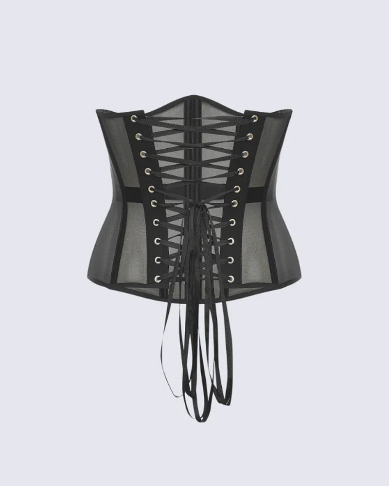 Sexy Mesh Lace-Up Corset
