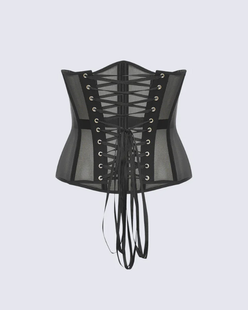 Sexy Mesh Lace-Up Corset