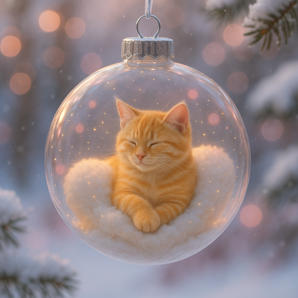 🐱Cute Cat Christmas Glass Ornaments Collection✨