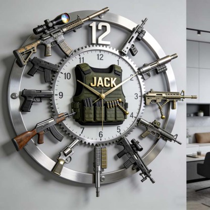 Personalized gun-themed clock