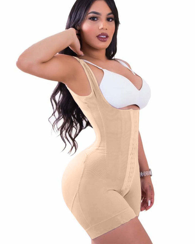 High Double Compression Garment Abdomen Control Hook And Eye Closure Tummy Control Adjustable Bodysuit