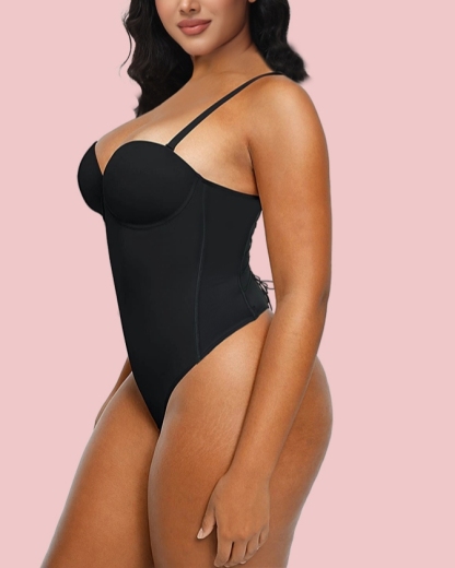 Back Lace-up Thong Seamless Shapewear Bodysuit