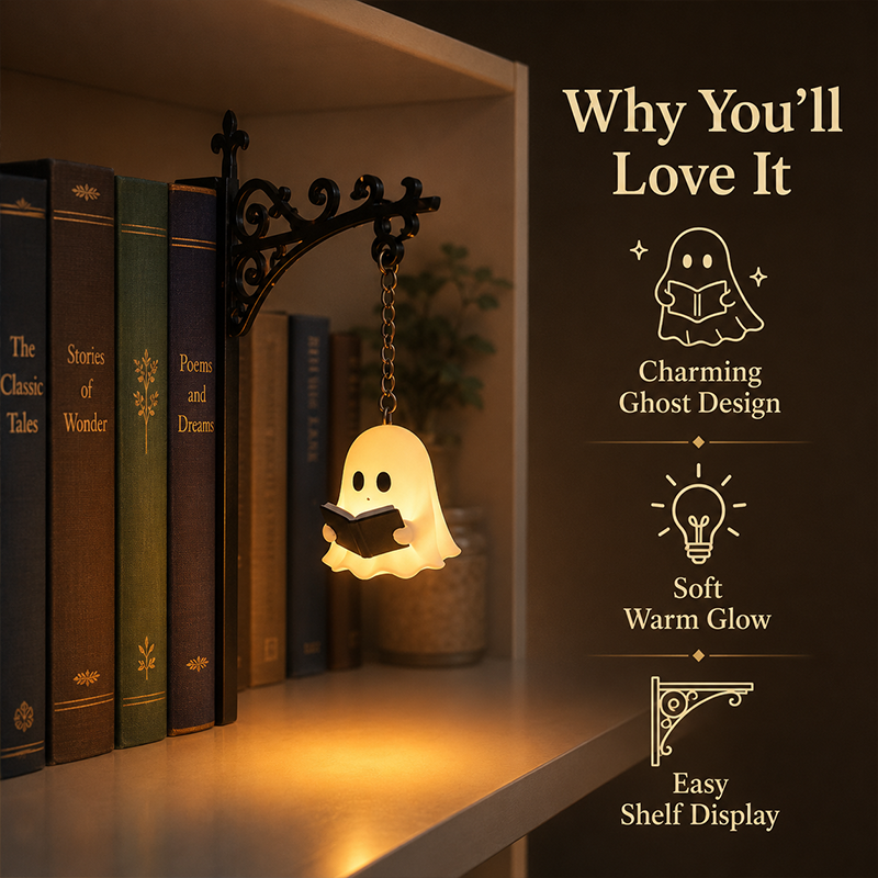 👻Summer Sale 47% OFF🔥Cozy Reading Ghost Bookshelf Lamp