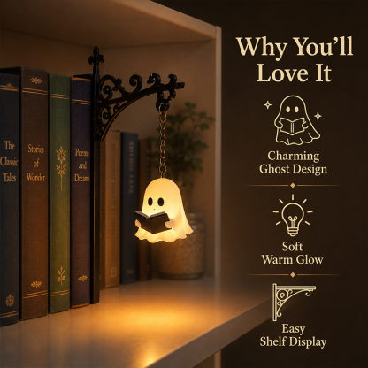 👻Summer Sale 47% OFF🔥Cozy Reading Ghost Bookshelf Lamp