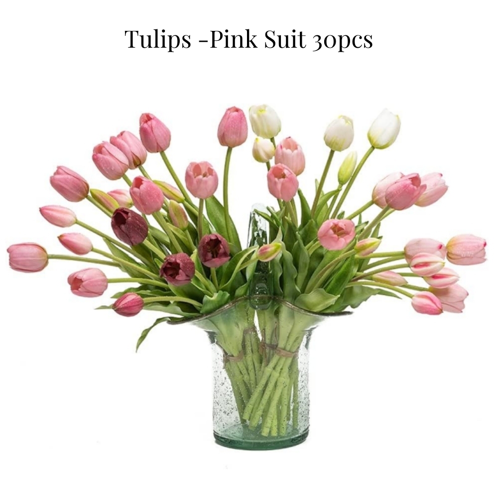 Artificial Tulips Flowers, Real Touch Latex Bouquet,Easter-ready Spring Décor