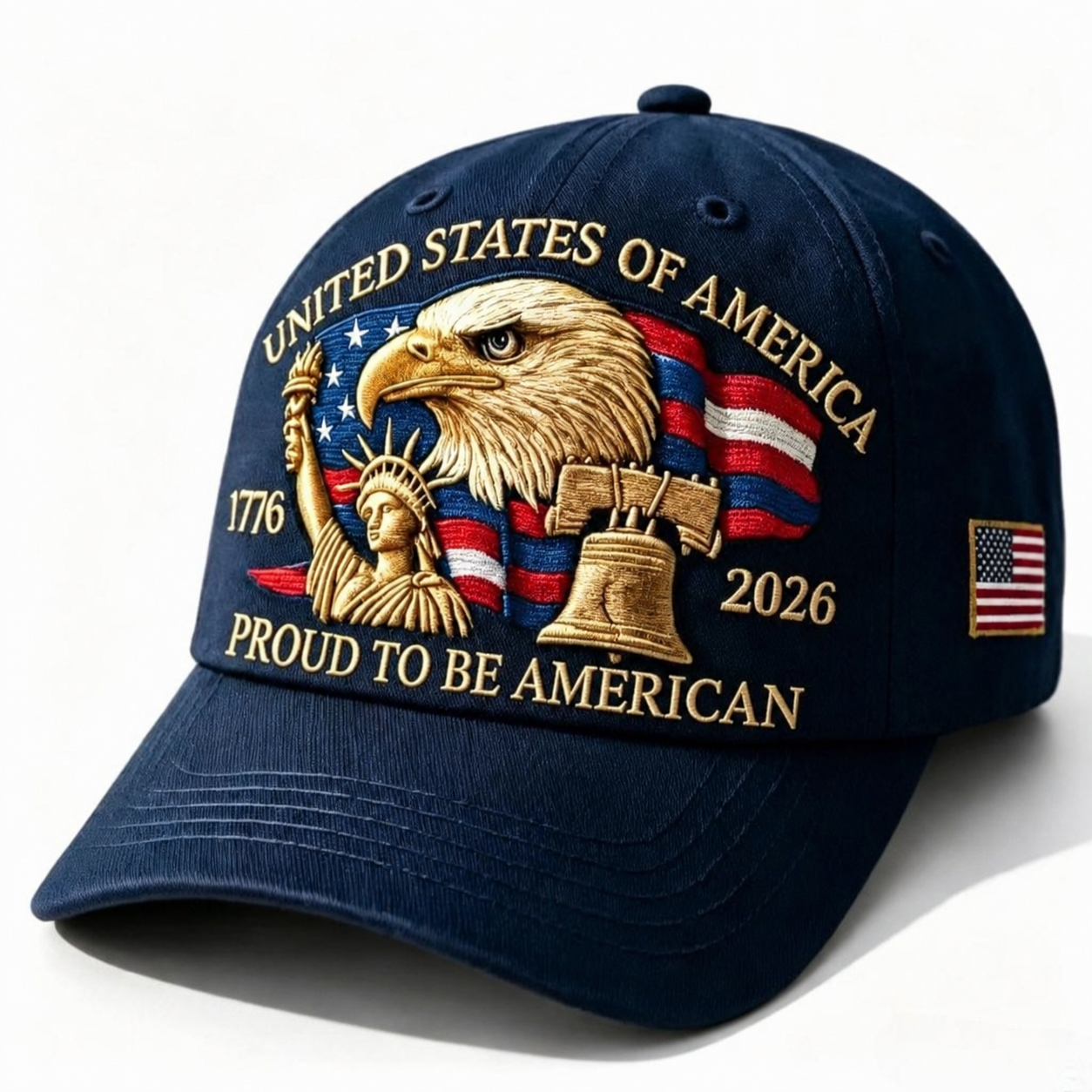 250th Anniversary American Patriotic Dad Hat with Eagle Statue of Liberty Embroidery