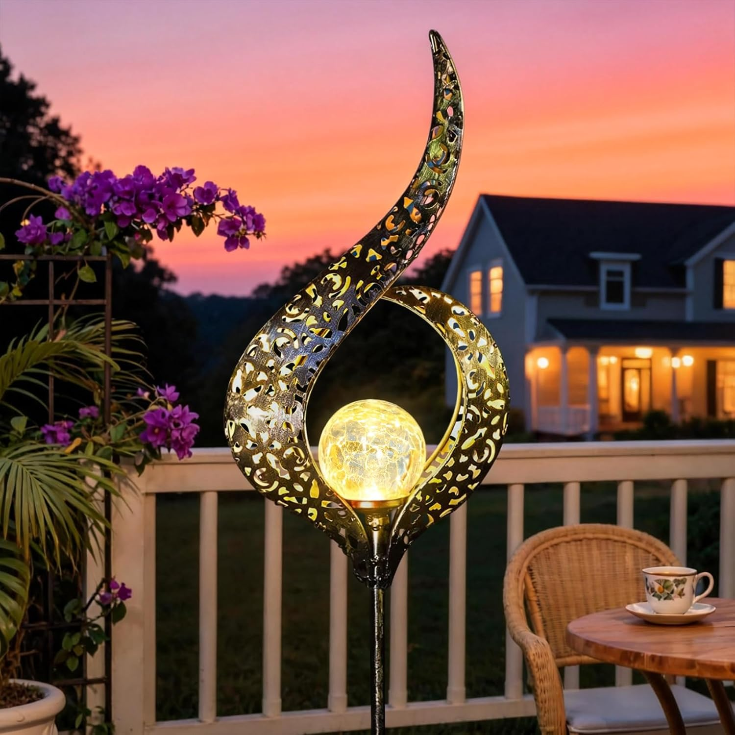 Homeimpro Moon Solar Lights Outdoor Garden Decor Gifts for Mom Women,Waterproof Stakes Yard Decorations for Lawn, Patio Accessories, Backyard Ornaments Birthday Gifts Mother Grandma (Bronze)