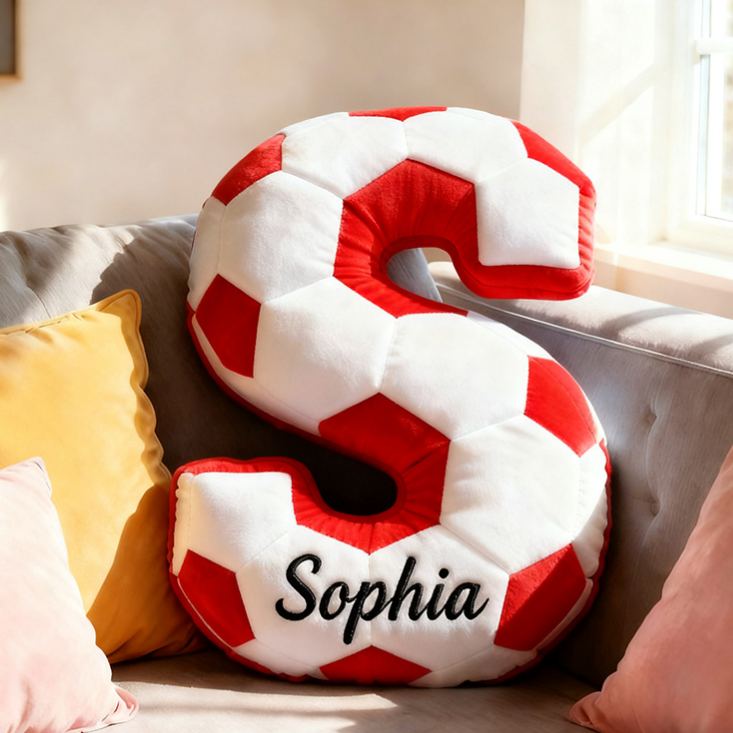 Personalized Soccer Ball Letter Pillow with Custom Name Design