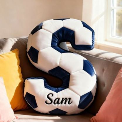 Personalized Soccer Ball Letter Pillow with Custom Name Design