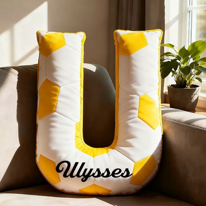 Personalized Soccer Ball Letter Pillow with Custom Name Design