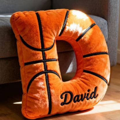 Personalized Graphic3DPrint Basketball Letter Shaped Pillow with Custom Name for Sports Fans