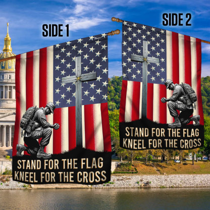 American Flag with Cross Veterans Day Christ Flag  3-Day Shipping