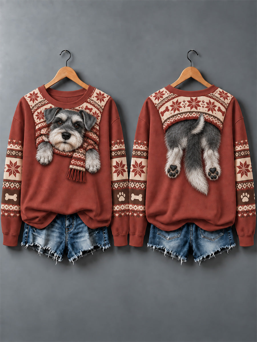 Women's Cute Animal Print Autumn And Winter Sweatshirt - Design 2 - Maroon