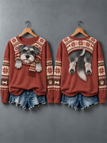 Women's Cute Animal Print Autumn And Winter Sweatshirt - Design 2 - Maroon