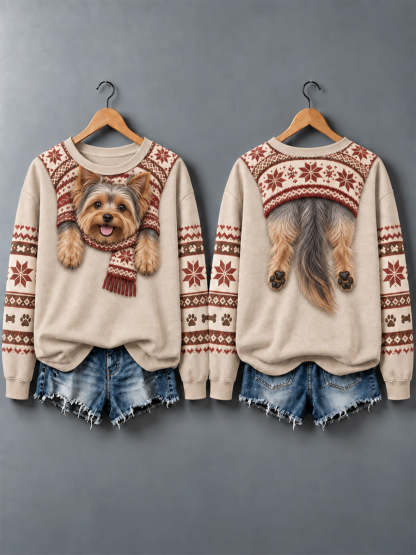 Women's Cute Animal Print Autumn And Winter Sweatshirt - Design 6 - Creamy-White