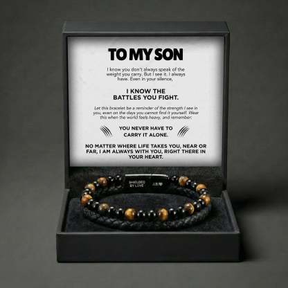 Engraved Tiger Eye Son Bracelet