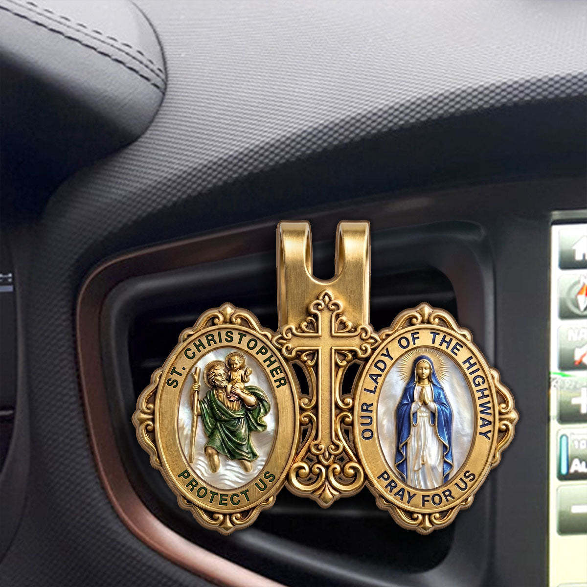 St. Christopher & Mary Protection -  Car Visor Clip