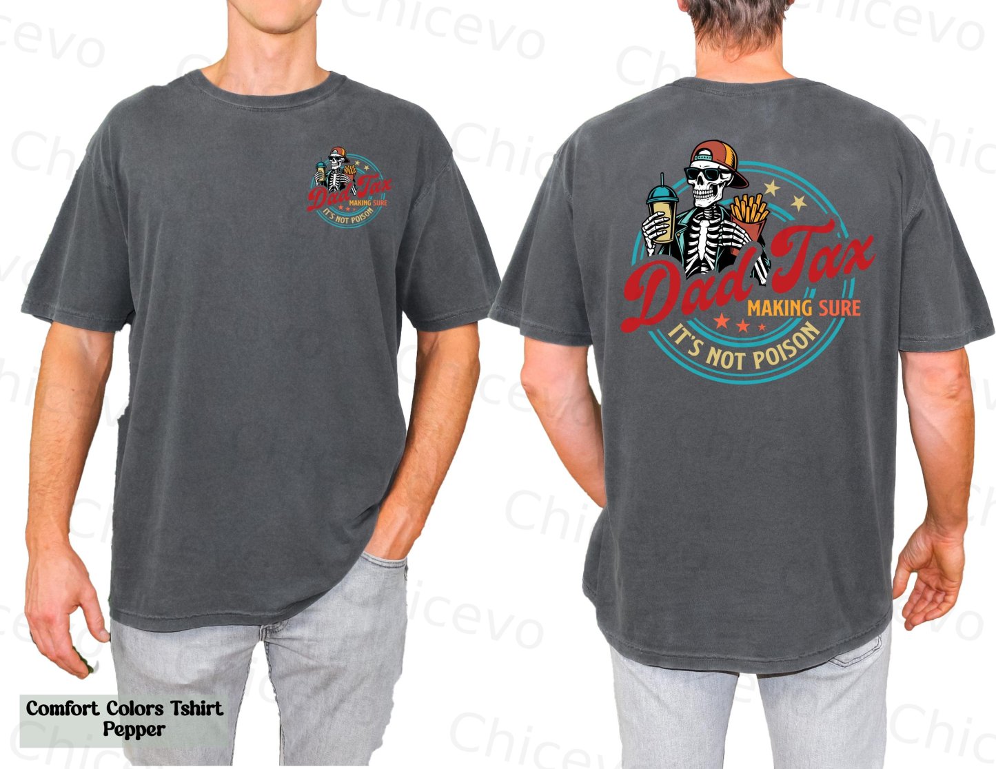 Dad Tax Washed And Distressed Pattern Crew Neck T-Shirt