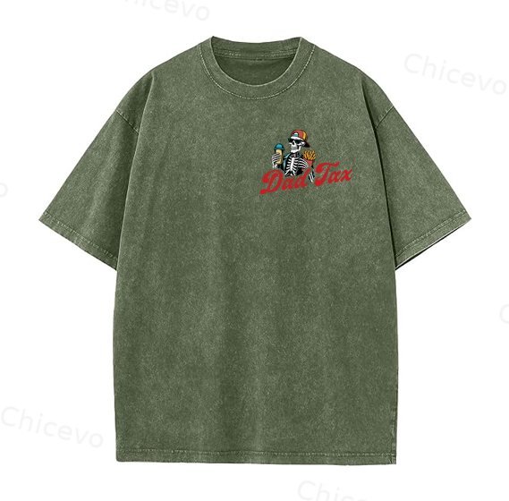 Dad Tax Washed And Distressed Pattern Crew Neck T-Shirt