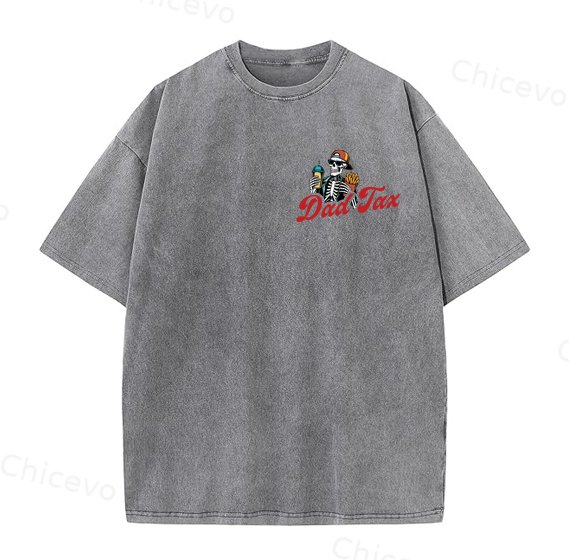 Dad Tax Washed And Distressed Pattern Crew Neck T-Shirt